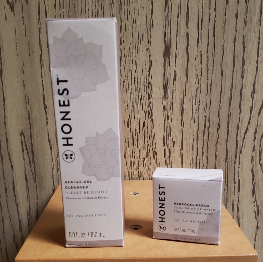 HONEST All Skin Types: Gentle Gel Face Cleanser 5 oz & Hydrogel Cream 0.57 oz